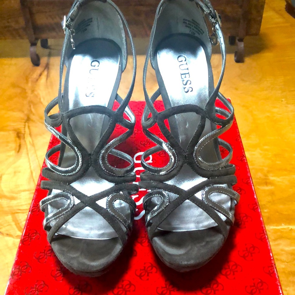 Guess suede GWISEN stiletto heels GREY SILVER 7.5